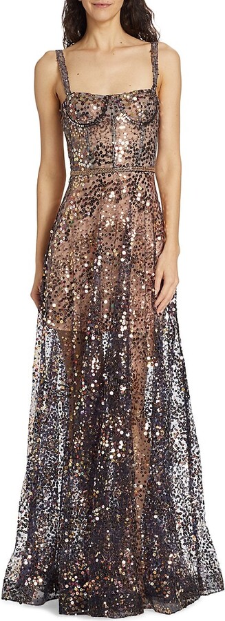 Bronx and Banco Midnight Noir Sequin Gown - ShopStyle Evening Dresses