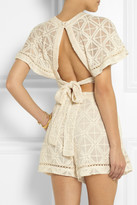 Thumbnail for your product : Zimmermann Haze cropped embroidered silk-georgette top