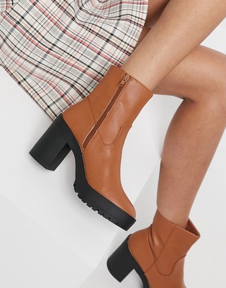 London Rebel chunky platform ankle boots in tan - ShopStyle