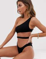 Thumbnail for your product : Motel cut out swimsuit with high leg in black