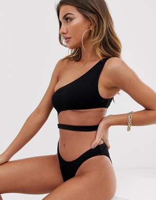 Motel cut out swimsuit with high leg in black