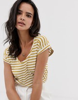 Thumbnail for your product : Esprit stripe crew neck t-shirt with turn up sleeve yellow