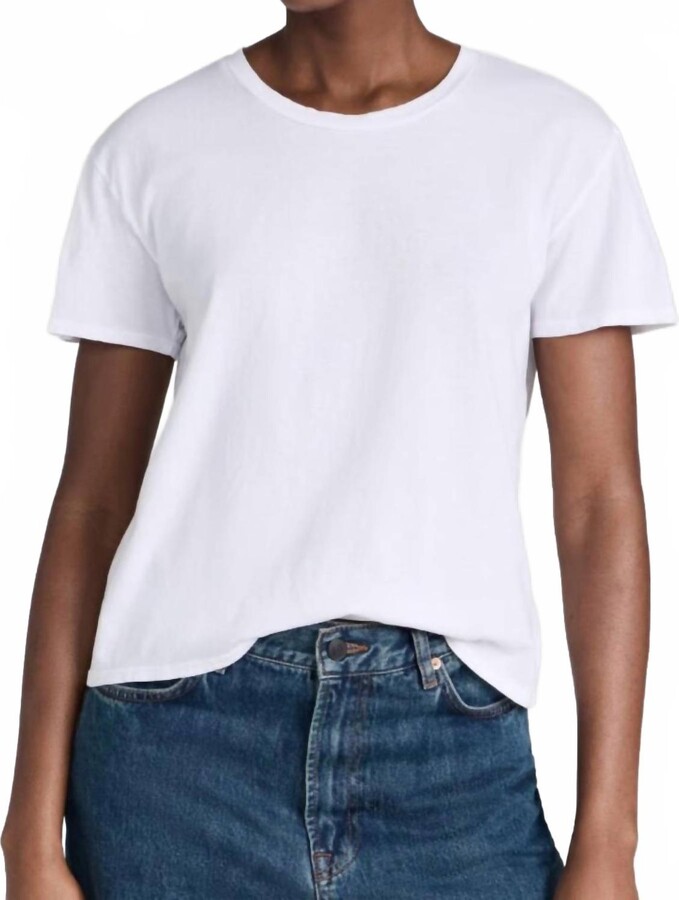 Bowery Boxy Weekend Cotton Tee In White