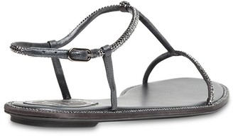 Rene Caovilla 10mm Embellished Satin & Leather Sandals