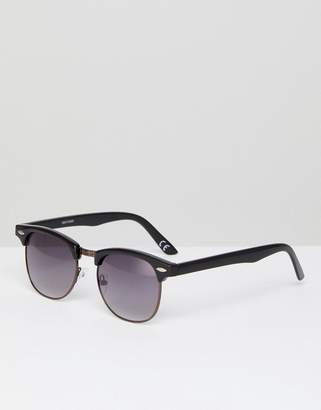 ASOS Retro Sunglasses In Black With Chocolate Metal Details