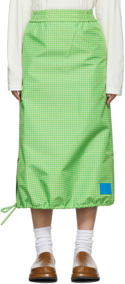 Sunnei Green Checkered Elastic Skirt
