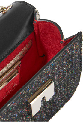 Christian Louboutin Sweet Charity Mini Studded Glittered Leather Shoulder Bag - Black