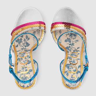 Gucci Metallic leather sandal with sequins