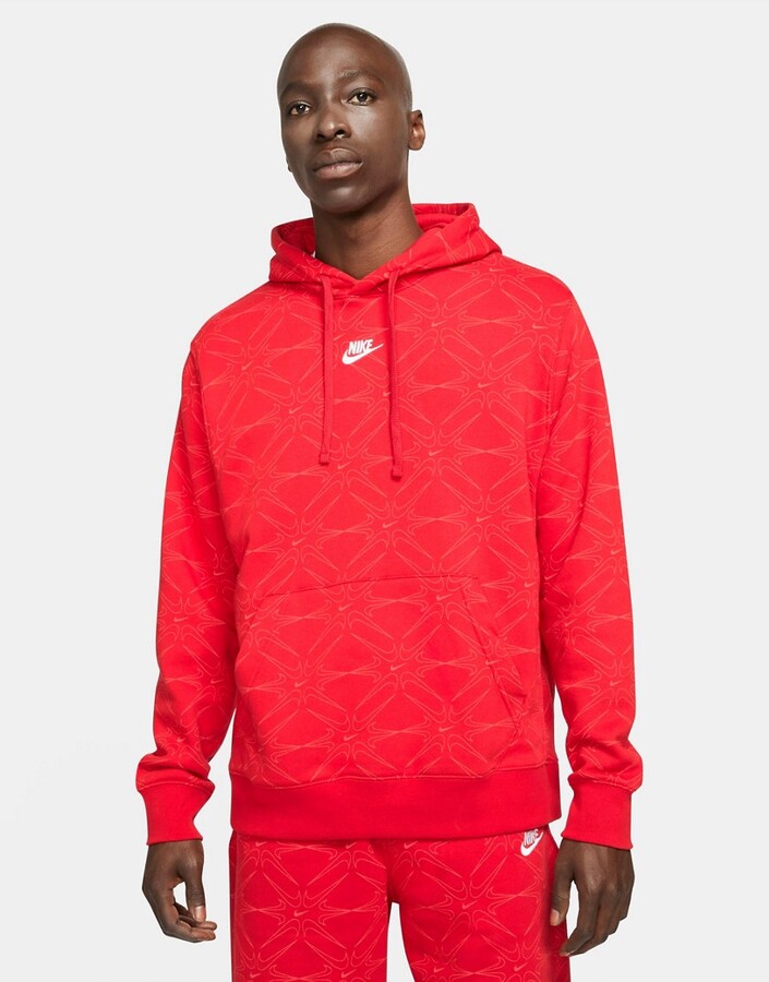 Nike Branded AOP Pack all over logo hoodie in red - ShopStyle