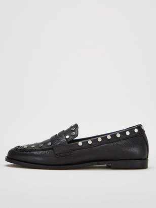 Very Molly Leather Studded Loafers - Black