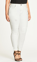 Thumbnail for your product : City Chic Patched Up White Skinny Harley Jean