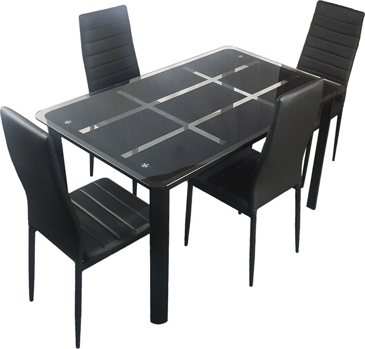 Phoebecat Rectangle Tempered Glass Dining Table with Nine Block Box