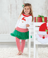 Thumbnail for your product : Mud Pie White Santa Top & Skirted Leggings - Infant & Toddler