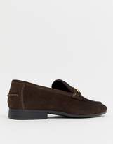 Thumbnail for your product : ASOS Design DESIGN loafers in brown suede with gold snaffle