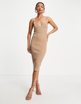 Thumbnail for your product : Amy Lynn knitted cami dress with strap detailing in brown