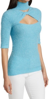 Ganni Alpaca & Merino Wool Knit Twist Turtleneck Sweater