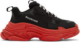 Thumbnail for your product : Balenciaga Black & Red Triple S Sneakers
