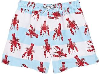 Snapper Rock Kids' Lobster-Print Striped Swim Trunks