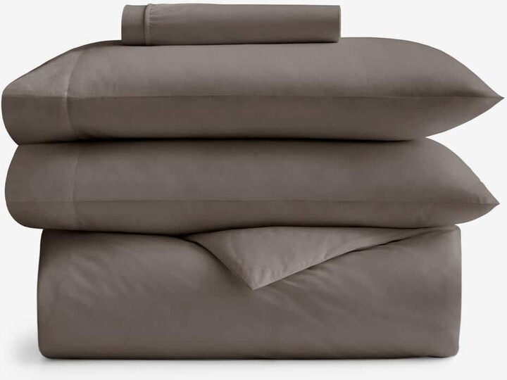 The Company Store Company Cotton Mocha Cotton Percale Queen Duvet Cover & Sheet Bundle