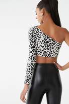 Thumbnail for your product : Forever 21 Leopard Print One-Shoulder Crop Top