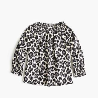 J.Crew Girls' gathered top in leopard