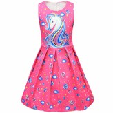 Thumbnail for your product : Thombase Kids Girls Princess Ride On The Unicorn Long Sleeve Xmas Christmas Nightgown Nightdress Dress (red 4-5 Years)