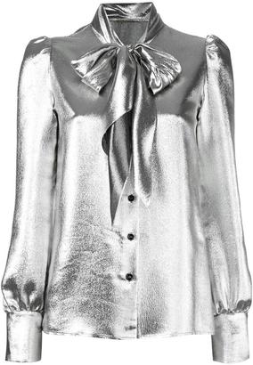 Saint Laurent metallic pussybow blouse