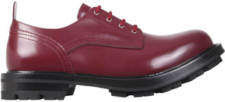 Alexander McQueen Burgundy Leather Worker Lace-Up Shoes Size IT 39