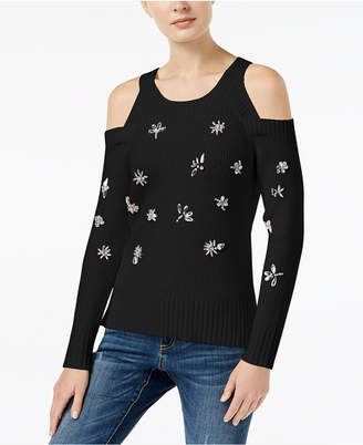 INC International Concepts Embellished Cold-Shoulder Sweater, Created for Macy's