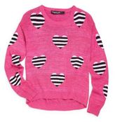 Thumbnail for your product : Flowers by Zoe Girl's Striped Hearts Sweater