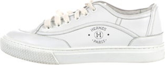 Hermes Get Low Top Sneakers From the 2023 Collection White Leather H Logo Round-Toes Platform Lace-Up Closure at Uppers Designer