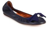 Thumbnail for your product : Lanvin Pearl & Bow Leather Ballet Flats