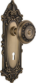 Nostalgic Warehouse Victorian Plate with Decorative Keyhole and Meadows Door Knob