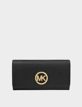 MICHAEL Michael Kors Fulton Large Gusset Carryall Wallet in Black Soft Venus 18K