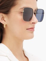 Thumbnail for your product : Christian Dior Eyewear - Diorbydior Chain-edge Square Metal Sunglasses - Blue