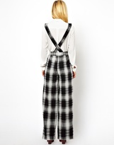 Thumbnail for your product : ASOS Wide Leg Trousers in Check with Braces
