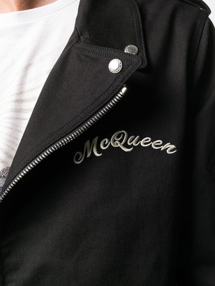 Alexander McQueen Logo Embroidered Biker Jacket