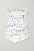 Thumbnail for your product : Maggie Marilyn Don't Tie Me Down Printed Silk And Stretch-organic Cotton Bustier Top
