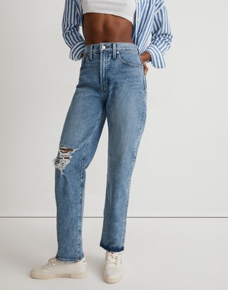 Madewell The Perfect Vintage Straight Jean in Kingsbury Wash: Knee-Rip Edition
