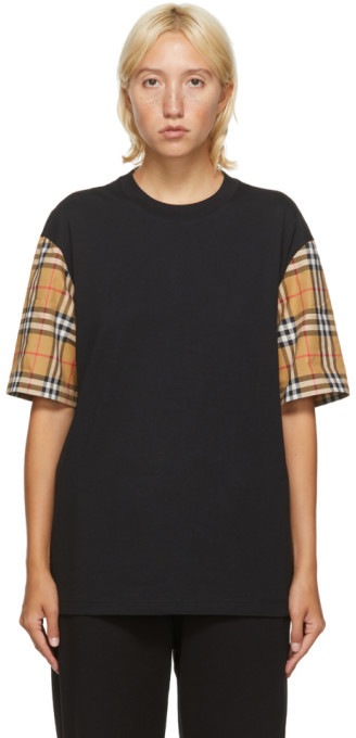 Burberry Black Vintage Check Sleeve T-Shirt - ShopStyle