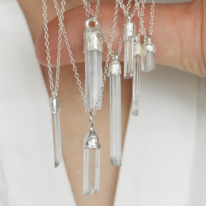 Aquamarine Crystal Necklace Rts 999 Pure Silver Electroformed Pendant Necklace