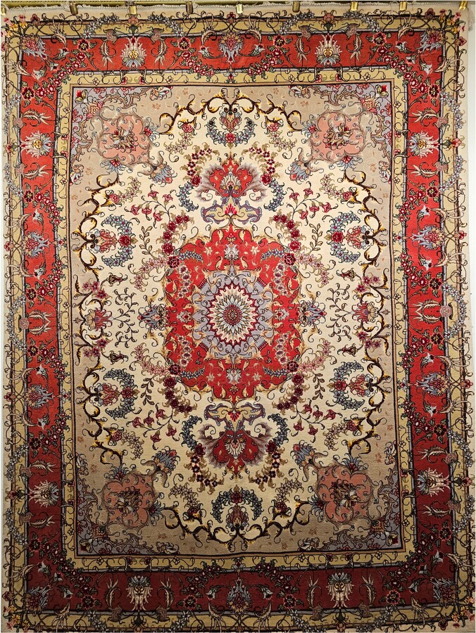 1stDibs Vintage Persian Tabriz Area Rug In Floral Pattern In Ivory, Pink, Blue, Tan