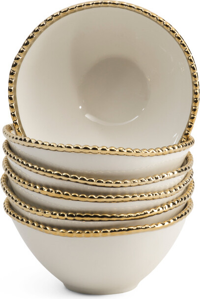 Set Of 6 Gold Bead Edge Cereal Bowls