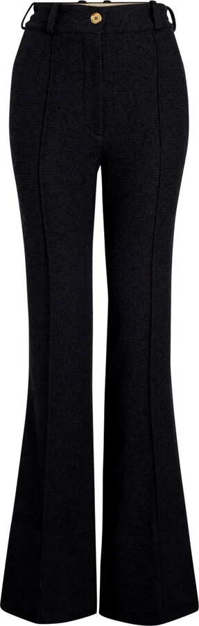 Patou Black wool blend bell-bottom trousers - ShopStyle Pants