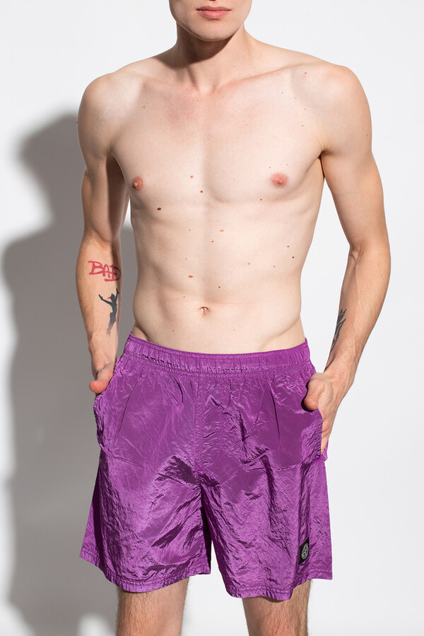 Stone Island Swim Shorts With Logo Men's Purple - ShopStyle