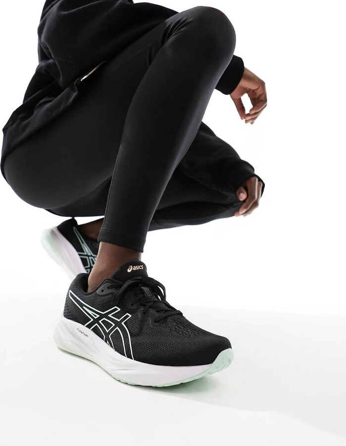 Asics Gel-Pulse 15 running trainers in black and mint tint ShopStyle