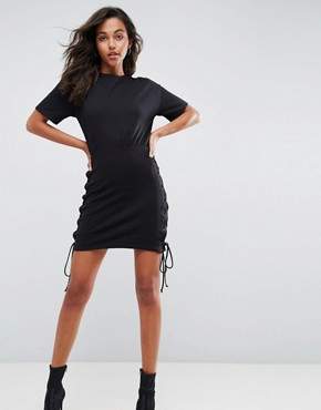 ASOS Design T-Shirt Mini Dress with Lace Up Sides