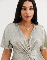 Thumbnail for your product : Simply Be knot front blouse in gold