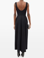 Thumbnail for your product : Alexander McQueen Sweetheart-neck Wool-flannel Midi Dress - Black