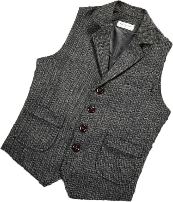 COSKTIARL Men'S Formal Waistcoat Men'S Gray Vest Steampunk Formal